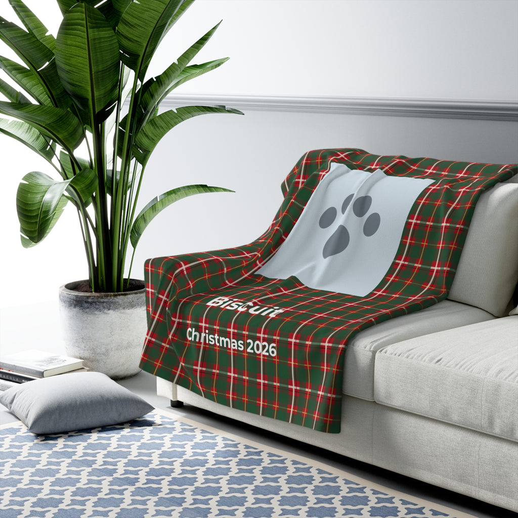 Custom Pet Photo Sherpa Blanket, Personalized Dog or Cat Face Blanket with Name, Cozy Christmas Gift for Pet Mom or Dad, Soft Throw