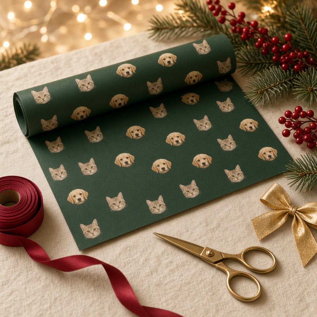 Pet face wrapping paper roll